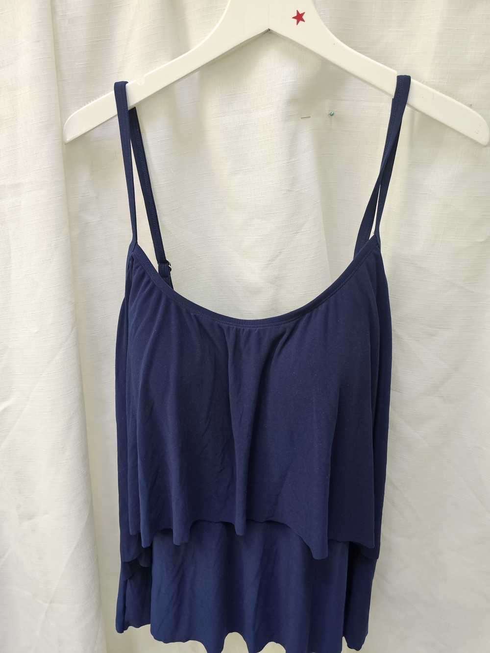 Sonnet Shores Navy Blue Tiered Tankini Swim Top Women's size 24W NWT